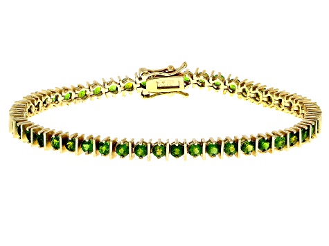 Green Chrome Diopside 18k Yellow Gold Over Sterling Silver Bracelet 6.86ctw