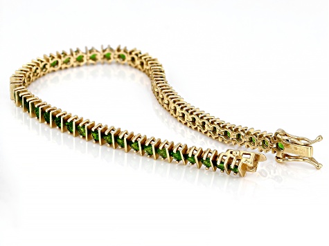 Green Chrome Diopside 18k Yellow Gold Over Sterling Silver Bracelet 6.86ctw