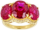 Lab Created Ruby With Lab Created Sapphire 18k Yellow Gold Over Sterling Silver Ring 16.18ctw