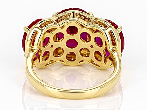 Lab Created Ruby With Lab Created Sapphire 18k Yellow Gold Over Sterling Silver Ring 16.18ctw