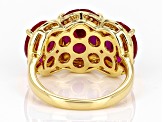 Lab Created Ruby With Lab Created Sapphire 18k Yellow Gold Over Sterling Silver Ring 16.18ctw