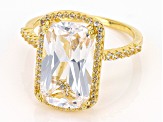 Lab Created White Sapphire 18k Yellow Gold Over Sterling Silver Ring 10.75ctw