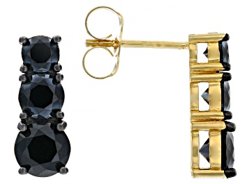 Picture of Black Spinel 18k Yellow Gold Over Sterling Silver Earrings 3.78ctw
