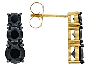 Black Spinel 18k Yellow Gold Over Sterling Silver Earrings 3.78ctw