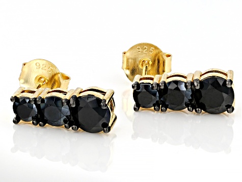 Black Spinel 18k Yellow Gold Over Sterling Silver Earrings 3.78ctw