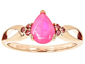 Pink Ethiopian Opal With Pink Tourmaline 18k Rose Gold Over Sterling Silver Ring 0.64ctw