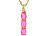 Pink Ethiopian Opal with Zircon 18k Yellow Gold Over Sterling Silver Pendant with Chain 0.66ctw