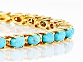 Blue Turquoise 18k Yellow Gold Over Sterling Silver Bracelet