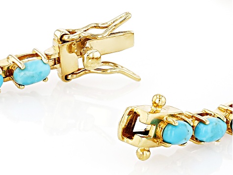 Blue Turquoise 18k Yellow Gold Over Sterling Silver Bracelet