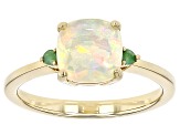 Ethiopian Opal With Emerald 18k Yellow Gold Over Sterling Silver Ring 1.06ctw