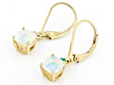 Ethiopian Opal With Emerald 18k Yellow Gold Over Sterling Silver Earrings0.97ctw