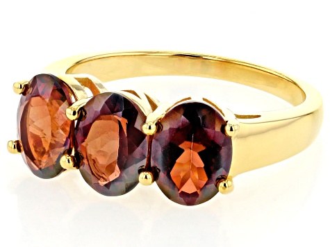 Red Labradorite 18k Yellow Gold Over Sterling Silver  Ring 2.83ctw