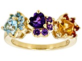 Multi-stone 18k Yellow Gold Over Sterling Silver Ring 0.99ctw