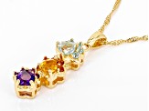 Multi-stone 18k Yellow Gold Over Sterling Silver Pendant With Chain 1.50ctw