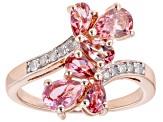 Pink Tourmaline With Diamond Accent 18k Rose Gold Over Sterling Silver Ring 1.36ctw