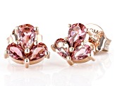 Pink Tourmaline 18k Rose Gold Over Silver Stud Earrings 1.29ctw