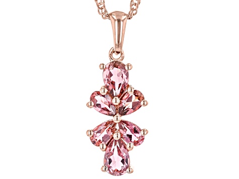 Pink Tourmaline 18k Rose Gold Over Silver Pendant With Chain 1.29ctw