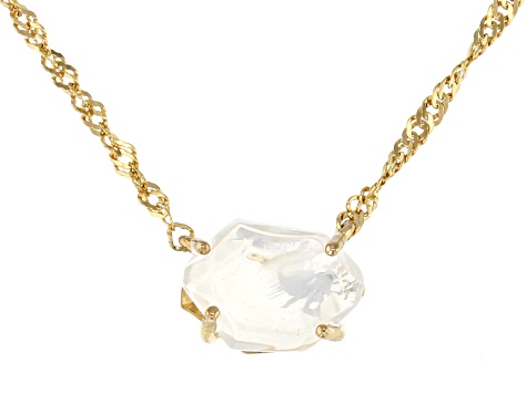 White Herkimer Quartz 18k Yellow Gold Over Sterling Silver Necklace