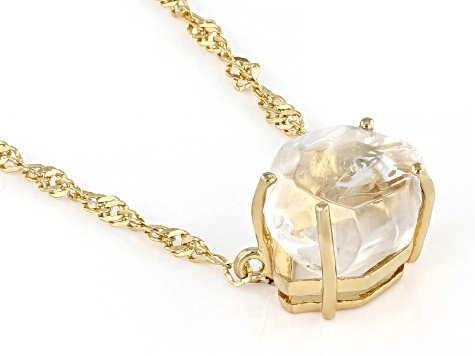 White Herkimer Quartz 18k Yellow Gold Over Sterling Silver Necklace