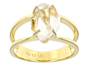 White Herkimer Quartz 18k Yellow Gold Over Sterling Silver Ring