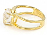 White Herkimer Quartz 18k Yellow Gold Over Sterling Silver Ring