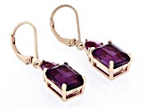 Purple Fluorite 18k Rose Gold Over Silver Earrings 8.93ctw