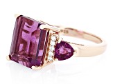 Purple Fluorite With White Zircon 18k Rose Gold Over Silver Ring 7.13ctw