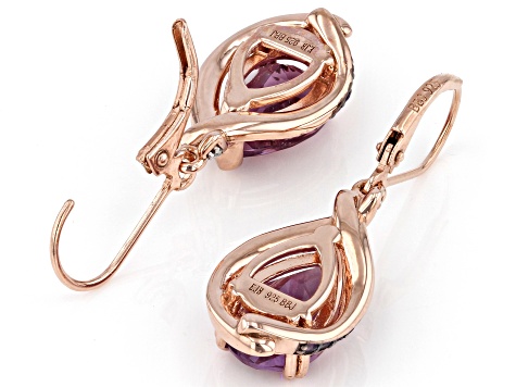 Purple Fluorite 18k Rose Gold Over Sterling Silver Earrings 5.87ctw