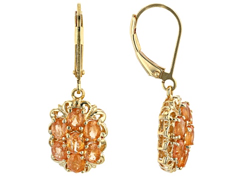 Orange Mandarin Garnet 18K Yellow Gold Over Silver Earrings 2.50ctw