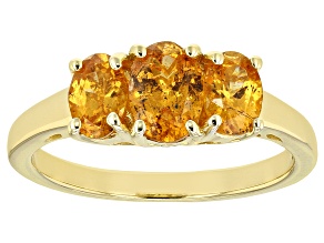 Orange Mandarin Garnet 18K Yellow Gold Over Silver Ring. 1.76ctw