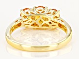 Orange Mandarin Garnet 18K Yellow Gold Over Silver Ring. 1.76ctw