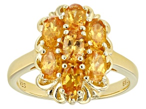 Orange Mandarin Garnet 18K Yellow Gold Over Silver Ring. 1.73ctw