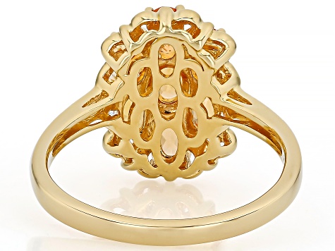 Orange Mandarin Garnet 18K Yellow Gold Over Silver Ring. 1.73ctw