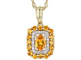 Orange Mandarin Garnet 18k Gold Over Sterling Silver Pendant With Chain 1.19ctw