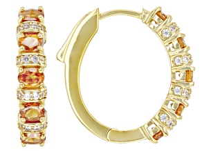 Orange Mandarin Garnet with White Zircon 18k Yellow Gold Over Sterling Silver Earrings 2.38ctw