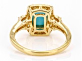 Sleeping Beauty Turquoise, Neon Apatite, White Zircon 18k Yellow Gold Over Silver Ring 0.28ctw