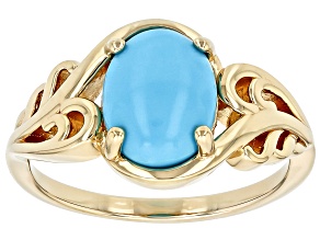 Blue Sleeping Beauty Turquosie 18 Yellow Gold Over Sterling Silver Ring