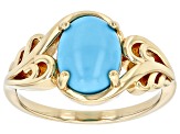 Blue Sleeping Beauty Turquosie 18k Yellow Gold Over Sterling Silver Ring