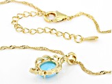 Sleeping Beauty Turquoise 18k Yellow Gold Over Sterling Silver Pendant With Chain