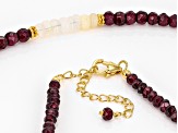 Garnet With Ethiopian Opal 18k Yellow Gold Over Sterling Silver Necklace