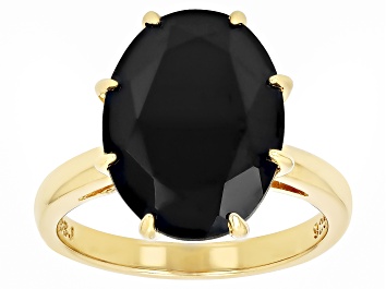 Picture of Black Spinel 18k Yellow Gold over Sterling Silver Ring 8.50ct