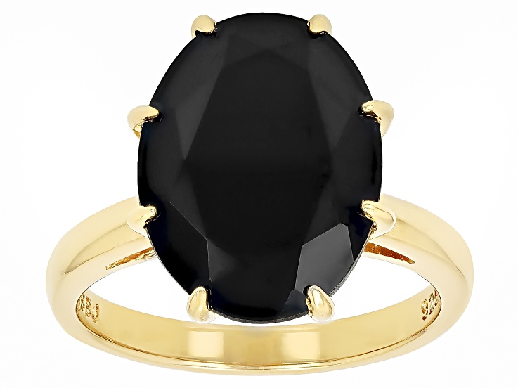 Black Spinel 18k Yellow Gold over Sterling Silver Ring 8.50ct