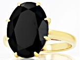 Black Spinel 18k Yellow Gold over Sterling Silver Ring 8.50ct