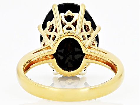 Black Spinel 18k Yellow Gold over Sterling Silver Ring 8.50ct