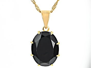 Picture of Black Spinel 18k Yellow Gold Over Sterling Silver Pendant With Chain 8.50ct