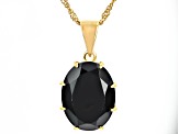 Black Spinel 18k Yellow Gold Over Sterling Silver Pendant With Chain 8.50ct