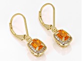 Fire Opal With White Zircon 18k Yellow Gold Over Sterling Silver Earrings 0.91ctw