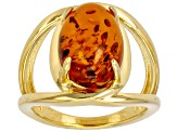 Amber 18k Yellow Gold Over Sterling Silver Ring