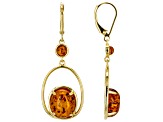 Amber 18k Yellow Gold Over Sterling Silver Earrings