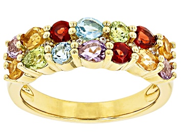 Picture of Multi-Stone 18k Yellow Gold Over Sterling Silver Ring 1.97ctw
